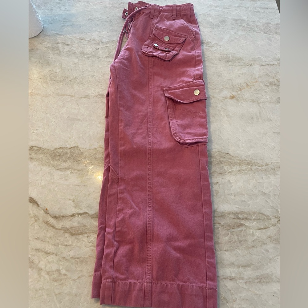 Pink cargo pants 

With adjustable drawstring - 25” drawstring